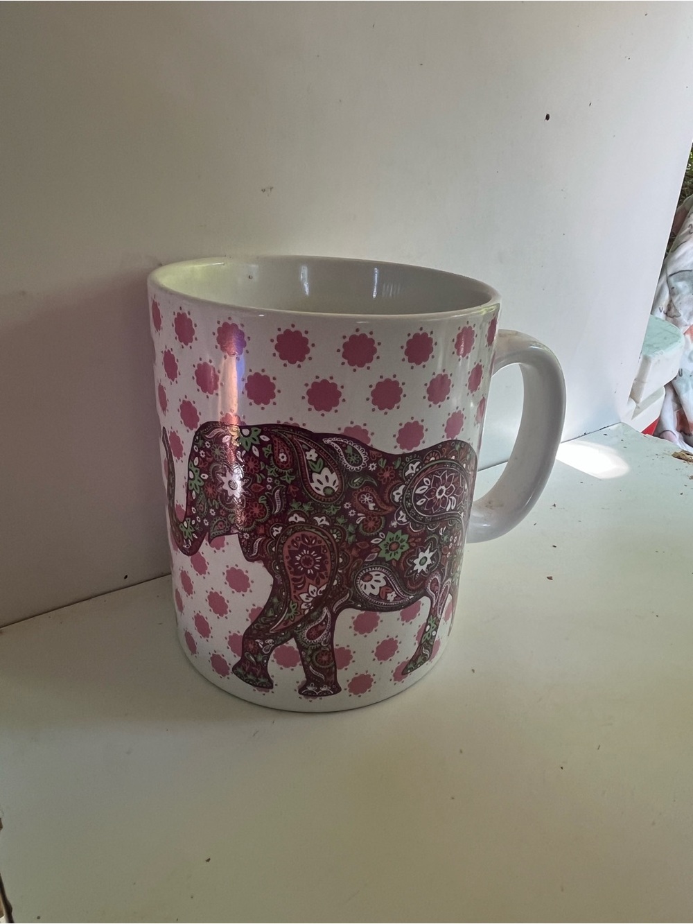 Pink Paisley Elephant Ceramic Coffee Mug